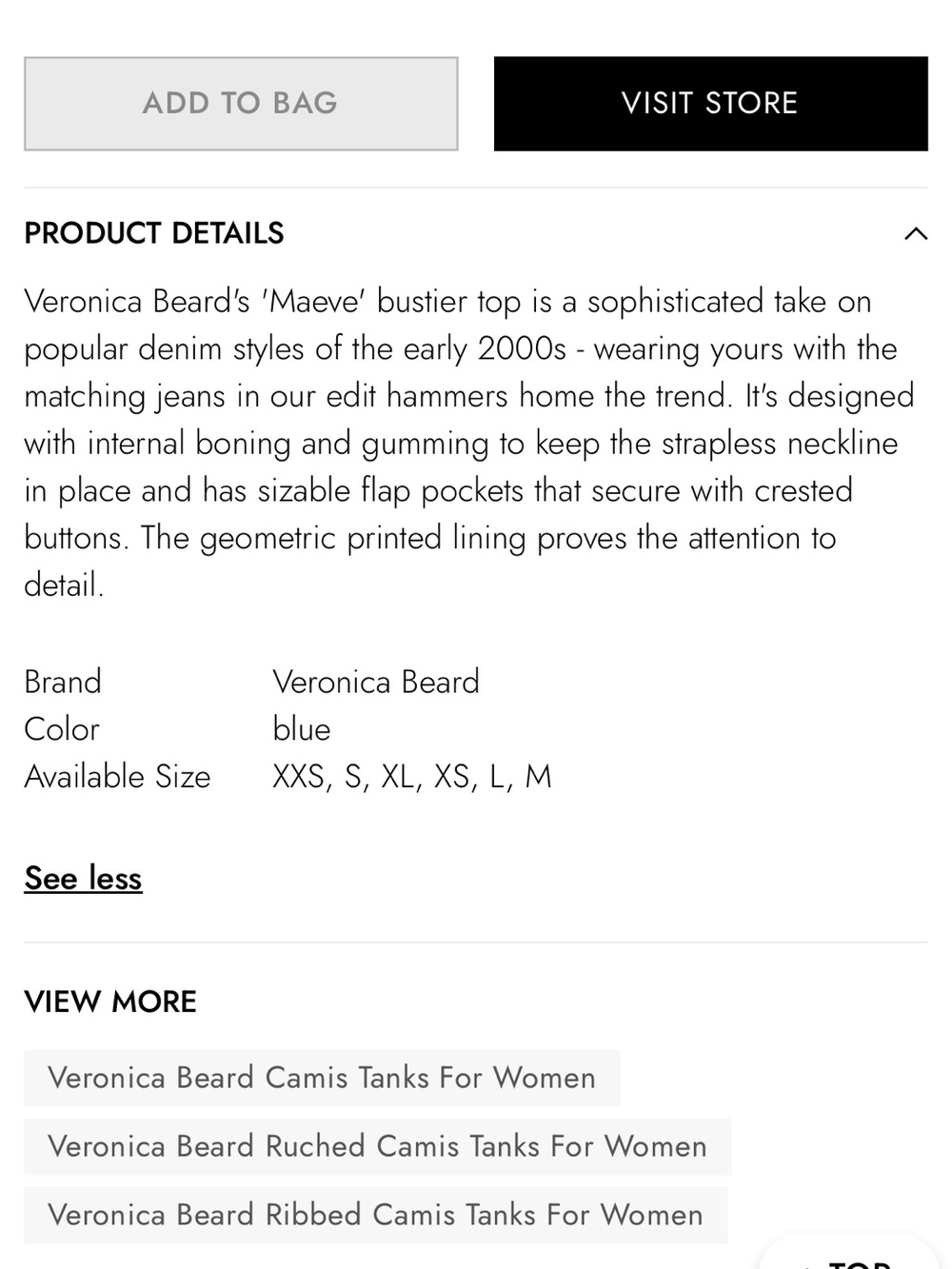 Veronica Beard Light Blue Strapless Denim-Effect Corset Top - Picture 5 of 5